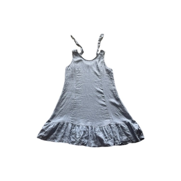 Terzo Millennio Blue Linen Sleeveless Tie Back Ruffles Dress Women’s Medium - Picture 4 of 11